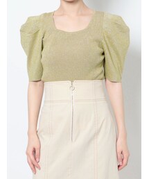 LAGUNAMOON | タックスリーブラメニットプルオーバー(ニット/セーター)