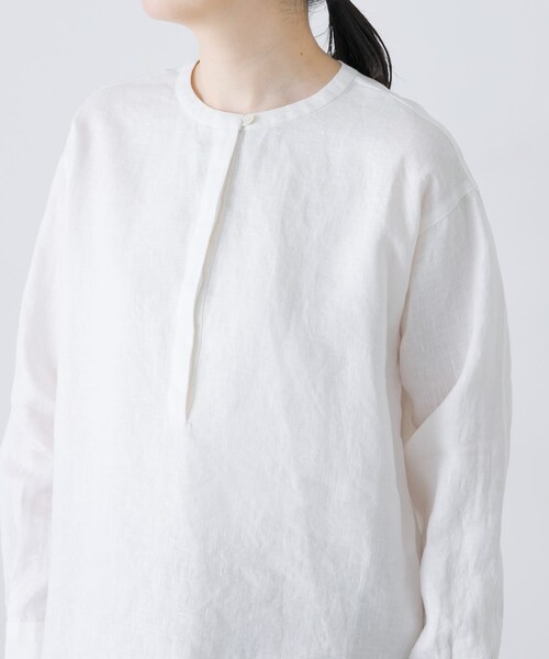 かぐれ（カグレ）の「リネンヘンリーワイドシャツ（シャツ/ブラウス・レディース・OFF/LIGHT GRAY/NAVY・Free）」の16枚目の写真