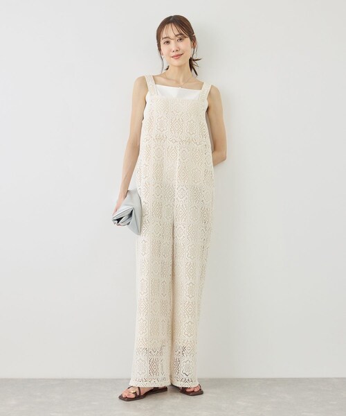 ROPE' PICNIC(ロペピクニック)の「幾何学レースオールインワン(つなぎ/オールインワン・レディース・キナリ/ブラウン・F)」の4枚目の写真