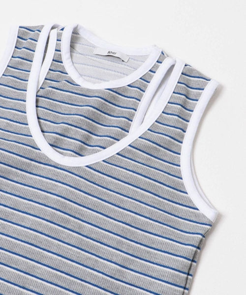 THE GOODLAND MARKET（ザグッドランドマーケット）の「&her　Border Tank（タンクトップ・レディース・GRAY/BROWN・FREE）」の22枚目の写真