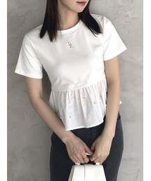 バックリボンビジューペプラムTシャツ