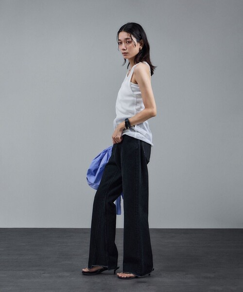 ADAM ET ROPE'（アダムエロペ）の「【IRONING（アイロニング）】mesh tank top（タンクトップ・レディース・ホワイト・F）」の5枚目の写真