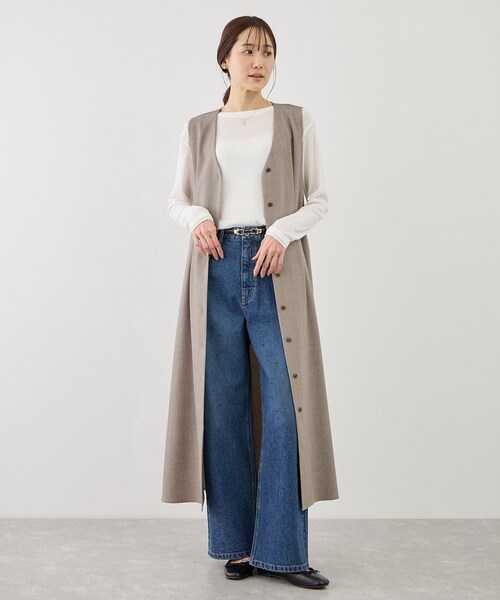 ROPE' PICNIC（ロペピクニック）の「ウエストタックジャンパースカート（ジャンパースカート・レディース・グレー系/ベージュ系/ネイビー・F）」の20枚目の写真