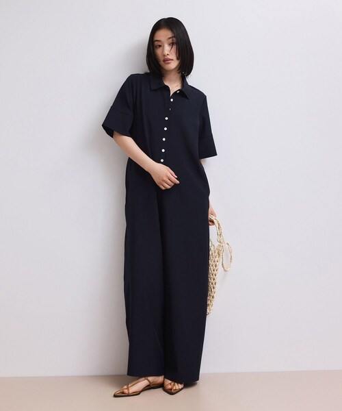 ADAM ET ROPE'（アダムエロペ）の「【WEB限定】・【定番】ポロシャツオールインワン（つなぎ/オールインワン・レディース・ブラック/ダークブラウン/ネイビー・36/38）」の9枚目の写真