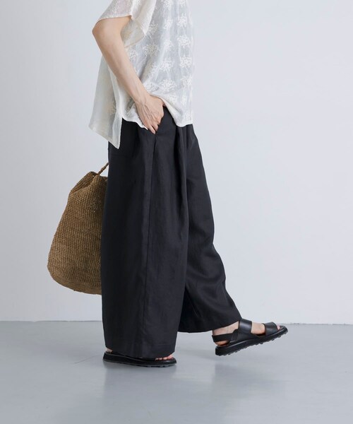 かぐれ（カグレ）の「カラーリネンクロップドパンツ（その他パンツ・レディース・BLACK/BEIGE/BLUE/RED・Free）」の7枚目の写真