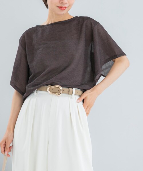 URBAN RESEARCH ROSSO（アーバンリサーチロッソ）の「スリットスリーブカラミカットソー（Tシャツ/カットソー・レディース・BROWN/IVORY/SAX・Free）」の12枚目の写真