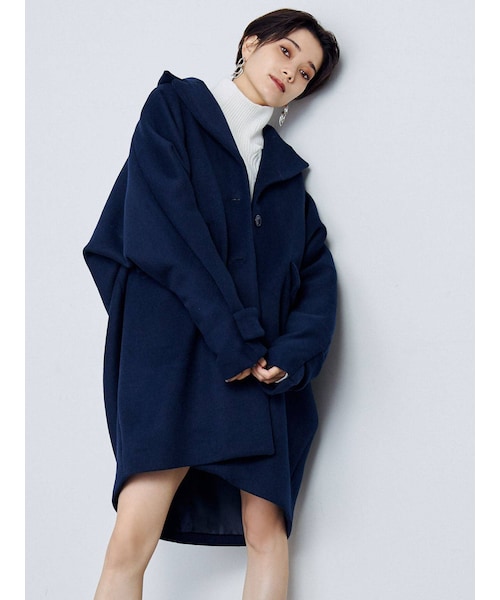 EMODA（エモダ）の「バルキーワイドコクーンコート（その他アウター・レディース・ブラック/ネイビー/オレンジ/ベージュ/グレー/ライトミックス/キャメル・F）」の5枚目の写真