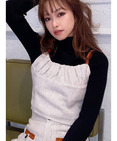 RESEXXY（リゼクシー）の「バイカラーツイードビスチェ【セットアップ着用可能】（キャミソール・レディース・ブルー/ベージュ/ミックス・F）」の12枚目の写真