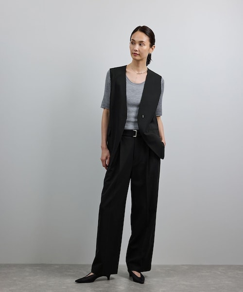 ROPE'（ロペ）の「【洗える】ウール混ツイル ジレベスト/セットアップ対応【WEB・一部店舗限定】（ベスト・レディース・ブラック/ベージュ・F）」の7枚目の写真