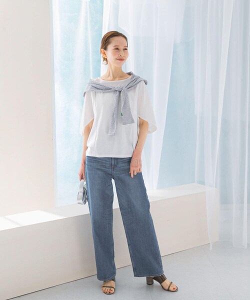 URBAN RESEARCH ROSSO（アーバンリサーチロッソ）の「『一部WEB限定カラー』汗染防止5分袖ドルマンプルオーバー（Tシャツ/カットソー・レディース・D/NAVY/OFF WHITE/L/GREIGE/BLUE/BROWN/BORDEAUX・FREE）」の14枚目の写真