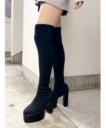 GYDA | チャンキーソールサイハイニットブーツ(ブーツ)