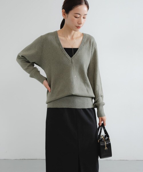 URBAN RESEARCH（アーバンリサーチ）の「new basic　カシミヤコットンVネックチュニックニット（チュニック・レディース・KHAKI/PINK/SAX・FREE）」の7枚目の写真