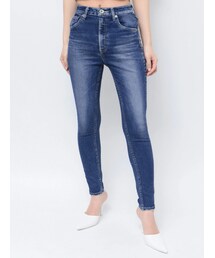 GYDA | ハイウエスト PEEPダメージスキニーデニムパンツ(デニムパンツ)