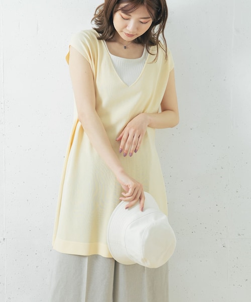 URBAN RESEARCH ROSSO（アーバンリサーチロッソ）の「チュニックニットベスト（ニット/セーター・レディース・IVORY/D/BROWN/IVORY②・FREE）」の2枚目の写真