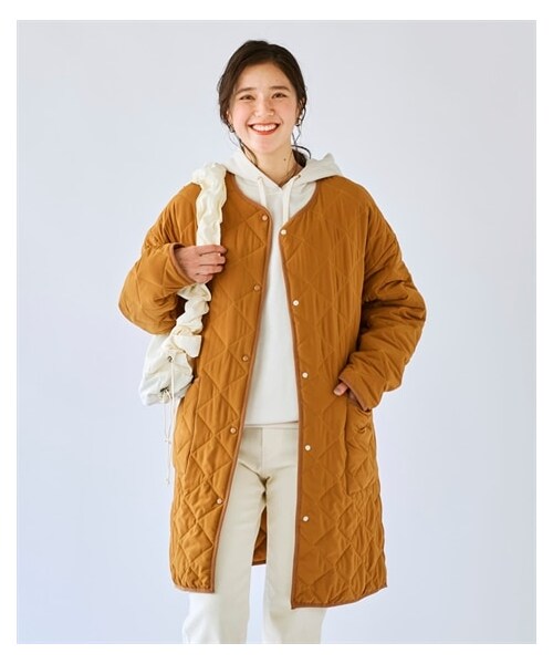 nissen（ニッセン）の「大きいサイズ 伸びるキルティングアウター（はっ水）（ジャケット/アウター・レディース・キャメル/黒/ネイビー/ターコイズブルー・L/LL/3L/4L/5L/6L/8L/10L）」の19枚目の写真