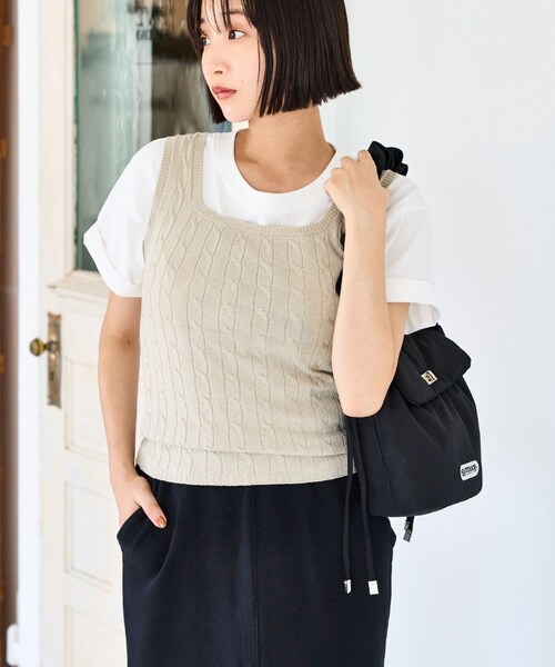 VIS（ビス）の「【前後2WAY】ケーブルニットタンクトップ（タンクトップ・レディース・チャコール/ベージュ/サックス・F）」の10枚目の写真