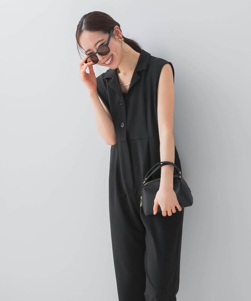 URBAN RESEARCH ROSSO(アーバンリサーチロッソ)の「『UR TECH DRYLUXE』F by ROSSO オープンカラーオールインワン(サロペット/オーバーオール・レディース・BLACK/BEIGE/MOCHA・34/36/38)」の4枚目の写真