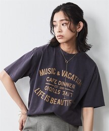 CHIC STYLE | 大きいサイズ綿100％ピグメント染ロゴプリントＴシャツシックスタイル(Tシャツ/カットソー)