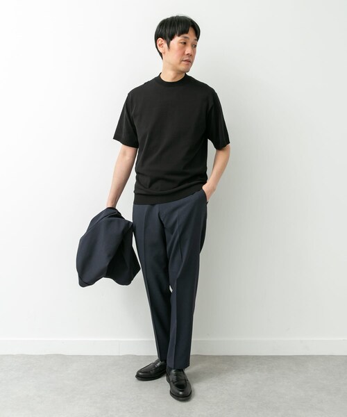 URBAN RESEARCH DOORS（アーバンリサーチドアーズ）の「LIFE STYLE TAILOR　ハイゲージクルーネック半袖ニット（シャツ/ブラウス・メンズ・IVORY/BLACK/NAVY BLUE/GRAY BROWN・M/L）」の19枚目の写真
