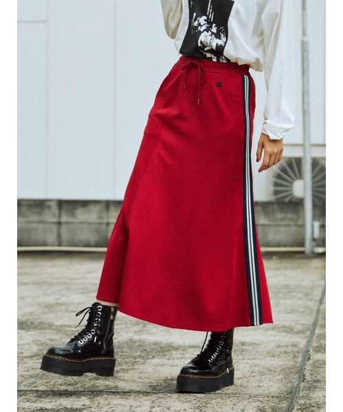 jouetie（ジュエティ）の「ラインジャージスカート（スカート・レディース・ブラック/レッド/ボルドー/パープル・M）」の6枚目の写真