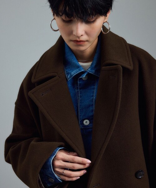 ADAM ET ROPE'(アダムエロペ)の「<追加>【WEB限定】MANTECOウールPコート(ピーコート・レディース・ブラウン/ベージュ系/ネイビー/オフホワイト・M/S)」の15枚目の写真