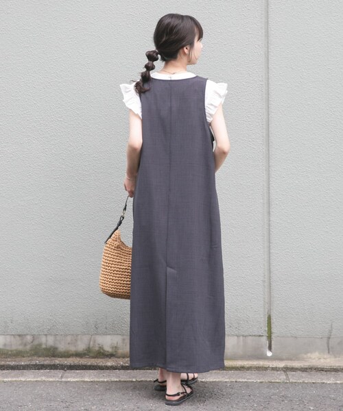 ITEMS URBANRESEARCH(アイテムズ アーバンリサーチ)の「『イージーケア/接触冷感/UVカット』SMOOTH LINEN TOUCH ジャンスカ(ジャンパースカート・レディース・CHA/CML・Free)」の6枚目の写真