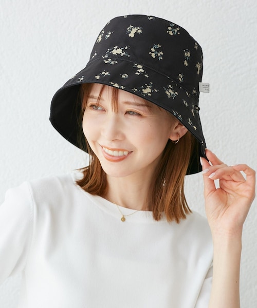 ROPE' PICNIC（ロペピクニック）の「【UVカット・前後2WAY】マルチウェイフラワーリバーシブルハット（ハット・レディース・ブラック/キナリ・F）」の5枚目の写真