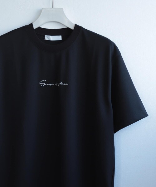 SENSE OF PLACE by URBAN RESEARCH(センスオブプレイスバイアーバンリサーチ)の「シシュウポンチTシャツ(5分袖)(Tシャツ/カットソー・メンズ・BLUE/WHITE/BLACK/GREIGE/OLIVE/L.KHAKI/CHARCOAL・M/L)」の2枚目の写真