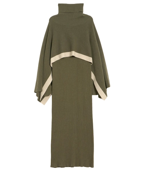 ELENDEEK（エレンディーク）の「LINE PONCHO SET KNIT OP（ワンピース・レディース・ブラック/イエロー/ベージュ/カーキ・01/02）」の21枚目の写真