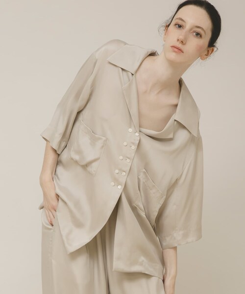 LAATO（ラート）の「open collar shirts（シャツ/ブラウス・レディース・ミスト/チョコレート・Free）」の8枚目の写真