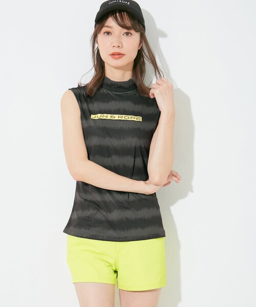 ROPE'（ロペ）の「【セットアップ対応】【UV】【吸水速乾】タイダイボーダーノースリーブプルオーバー（Tシャツ/カットソー・レディース・ブラック/ネイビー/オレンジ・L/M/S）」の2枚目の写真