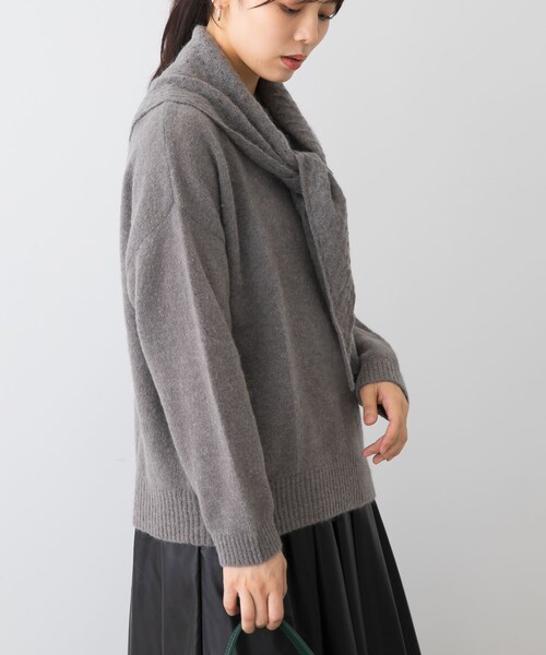 URBAN RESEARCH ROSSO（アーバンリサーチロッソ）の「F by ROSSO　ヘアリーニットプルオーバー+ニットスカーフ（ニット/セーター・レディース・OFF WHITE/BEIGE/GRAY・FREE）」の19枚目の写真