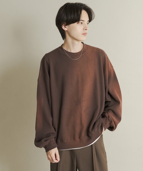 SENSE OF PLACE by URBAN RESEARCH(センスオブプレイスバイアーバンリサーチ)の「フェードワッフルバルーンスウェット(スウェット・メンズ・BLACK/BROWN/BLUE・M/L)」の2枚目の写真