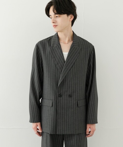 SENSE OF PLACE by URBAN RESEARCH（センスオブプレイスバイアーバンリサーチ）の「『セットアップ対応』『イージーケア/速乾』リネンライクピンストライプルーズジャケット（テーラードジャケット・メンズ・GRAY/BEIGE・M/L）」の22枚目の写真