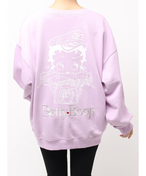 GYDA（ジェイダ）の「BETTY×GYDA GLITTER embroideryプルオーバー（スウェット・レディース・オフホワイト/ブラック/パープル・F）」の5枚目の写真