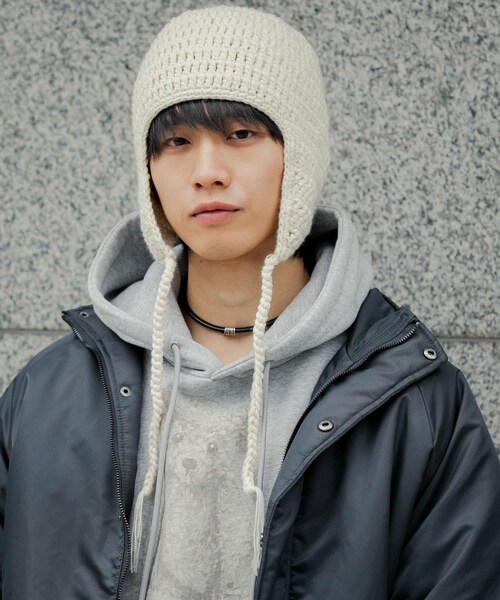 SENSE OF PLACE by URBAN RESEARCH（センスオブプレイスバイアーバンリサーチ）の「イヤーフラップニットキャップ（ニットキャップ/ビーニー・メンズ・IVORY/BLACK/GRAY・one）」の5枚目の写真