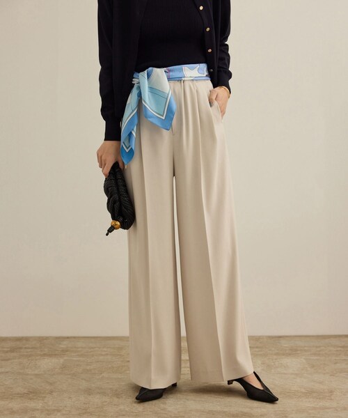 ROPE'（ロペ）の「【洗える・カセット服・新色追加】バックサテンイージーワイドパンツ/お仕事・通勤・セットアップ対応（その他パンツ・レディース・ベージュ/ネイビー/ネイビー系/ブラック・36/38）」の11枚目の写真