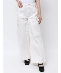 CALNAMUR | 3D FLOWER STRAIGHT DENIM PT/3Dフラワーストレートデニムパンツ(その他パンツ)