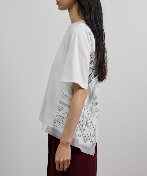 ROPE'（ロペ）の「【洗える】【YUKO SAEKI for ROPE'・コラボ】スカーフ柄プリント Aラインカットソー（Tシャツ/カットソー・レディース・ブラック/オフホワイト・F）」の15枚目の写真