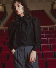 Callarus | 【入学式・卒業式・フォーマル】＜単品＞シアーボイルボウタイリボンデザインブラウス＜大きいサイズ有＞〔Callarus〕(シャツ/ブラウス)