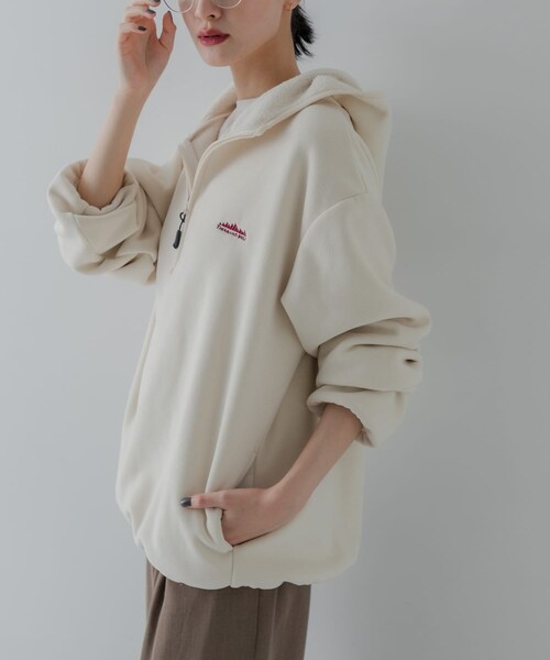 URBAN RESEARCH(アーバンリサーチ)の「『別注』THOUSAND MILE×URBAN RESEARCH KNIT FREECE HF-ZIP HOODIE(パーカー・レディース・OFF WHITE/BORDEAUX/BLACK・M/L)」の7枚目の写真