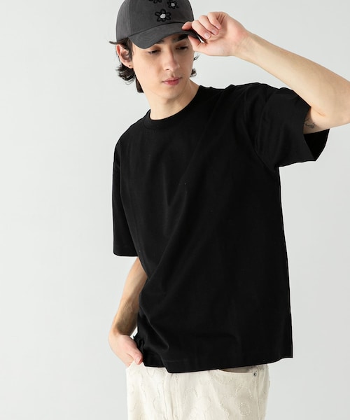 SENSE OF PLACE by URBAN RESEARCH（センスオブプレイスバイアーバンリサーチ）の「シルケットTシャツ(5分袖)（Tシャツ/カットソー・メンズ・WHITE/BLACK/CHARCOAL/GREEN・S/M/L）」の2枚目の写真