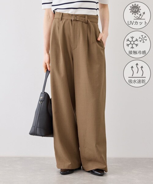 ROPE' PICNIC(ロペピクニック)の「【ちゃんと+かわいい保証】エアリーリネンライク タックワイドパンツ/UVカット・速乾(その他パンツ・レディース・ブラック/ダークブラウン/キャメル/ベージュ/ネイビー/オフホワイト/サックス・L/M/S/XL)」の14枚目の写真