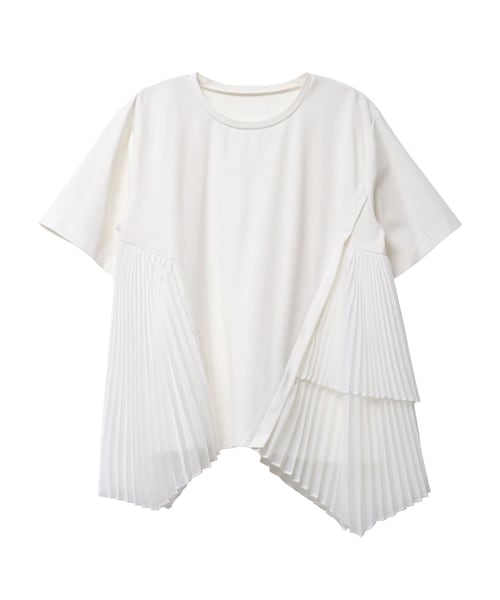ELENDEEK（エレンディーク）の「PLEAT DOCKING CS（Tシャツ/カットソー・レディース・オフホワイト/ブラック/ベージュ・F）」の10枚目の写真