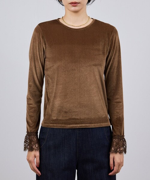 ROPE'（ロペ）の「レース袖シアーベロアカットソー/イージーケア（Tシャツ/カットソー・レディース・ブラック/ブラウン/ピンク系・F）」の13枚目の写真