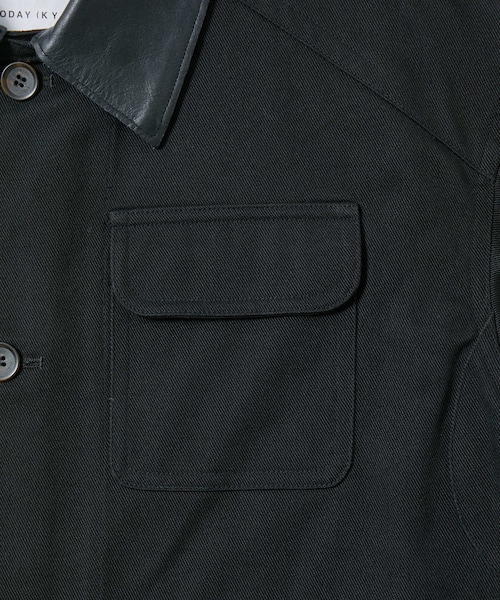 ADAM ET ROPE'（アダムエロペ）の「【KYOU】 NARCOLEPSY Homage Cotton Twill x Leather Jacket（カバーオール・メンズ・ブラック・1/2）」の5枚目の写真