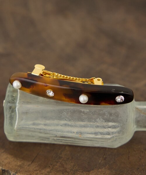 ADAM ET ROPE'(アダムエロペ)の「【J'aDoRe・店舗限定】【MALUS /マリュス】Line stone barette / small(バレッタ/ヘアクリップ・レディース・ブラウン・F)」の11枚目の写真