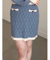 RESEXXY | バイカラーニットミニスカート【セットアップ着用可能】(スカート)