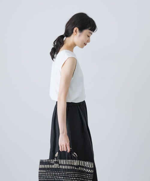 かぐれ（カグレ）の「フライスノースリーブカットソー（タンクトップ・レディース・GREGE/OFF/BLACK・FREE）」の7枚目の写真