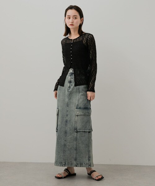 SENSE OF PLACE by URBAN RESEARCH（センスオブプレイスバイアーバンリサーチ）の「カーゴデニムスカート（デニムスカート・レディース・L.INDIGO/D.INDIGO・S/M）」の6枚目の写真